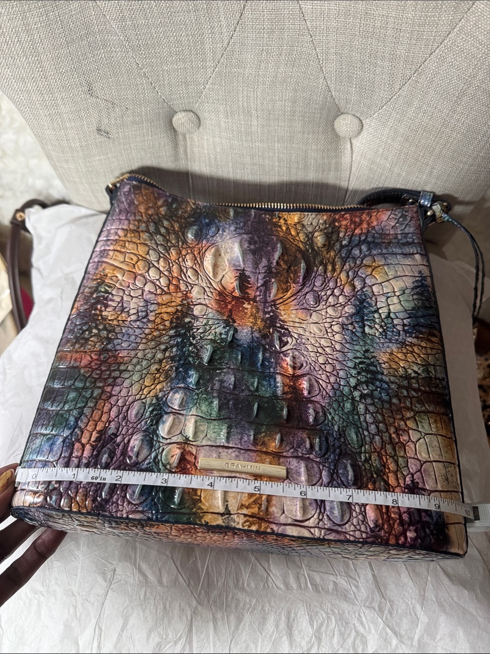 Brahmin Multicolor Embossed Leather Crossbody Bag - Picture 7 of 8